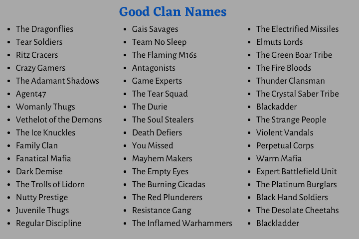 Good Clan Names