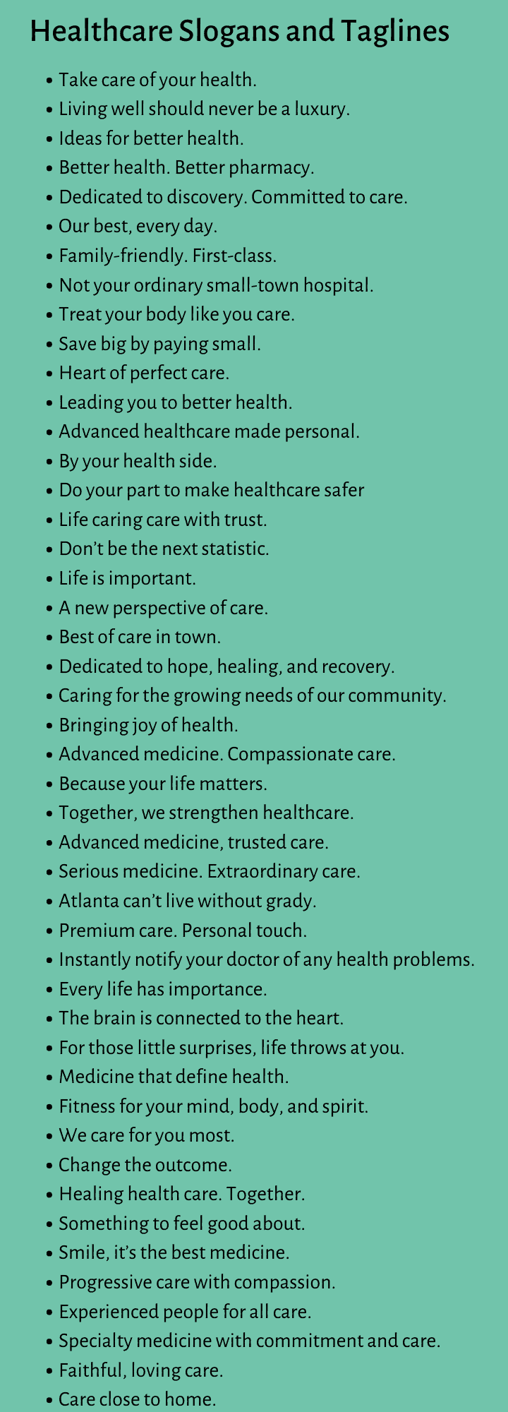 Healthcare Slogans