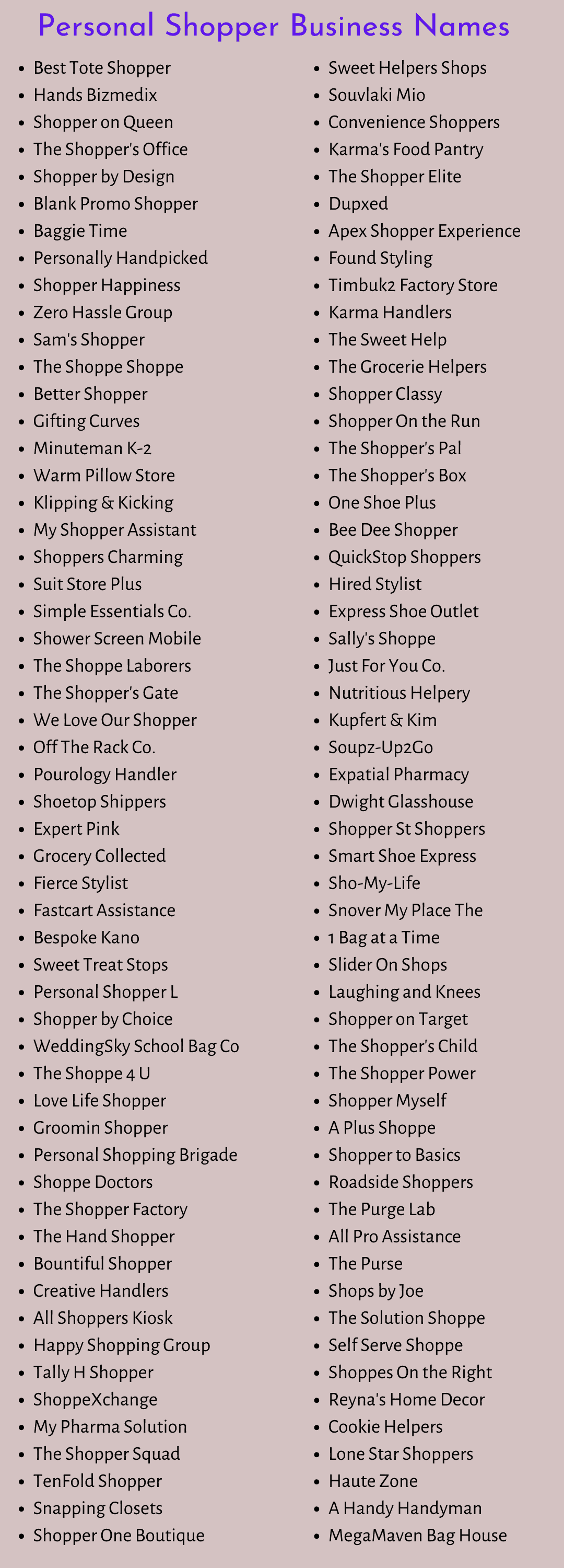 Personal Shopper Business Names