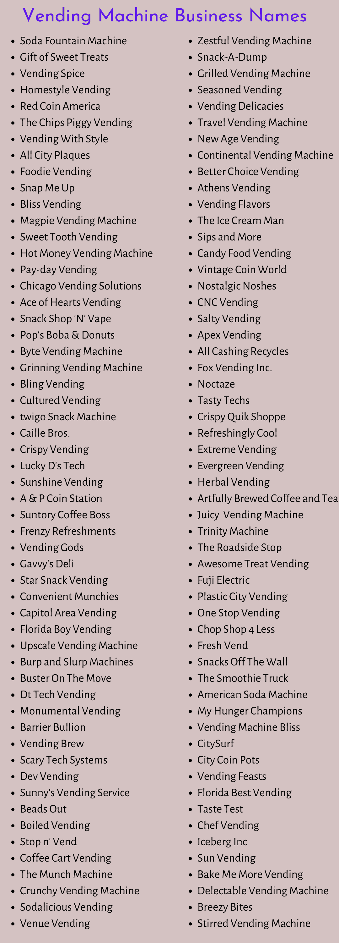 Vending Machine Business Names