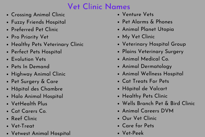 Vet Clinic Names