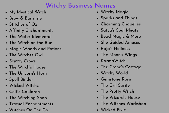 Witchy Business Names