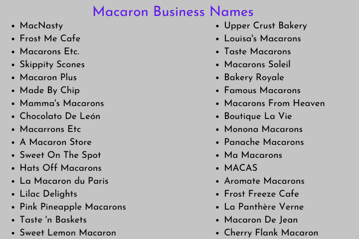 Macaron Business Names