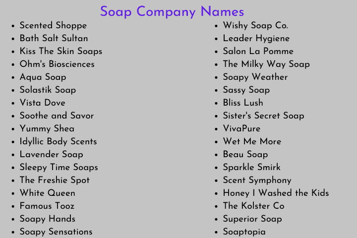 Soap Company Names