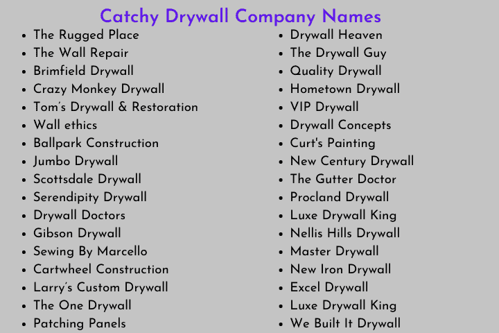 Drywall Company Names