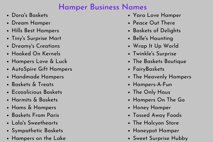 Hamper Business Names