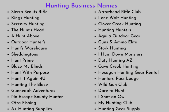 Hunting Business Names