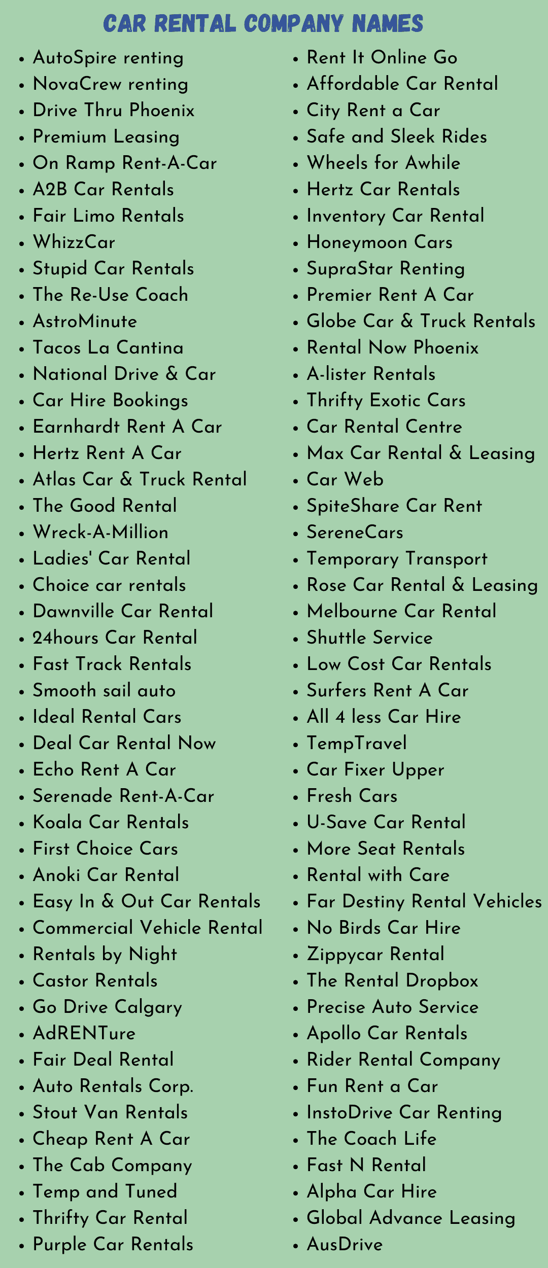 Car Rental Company Names