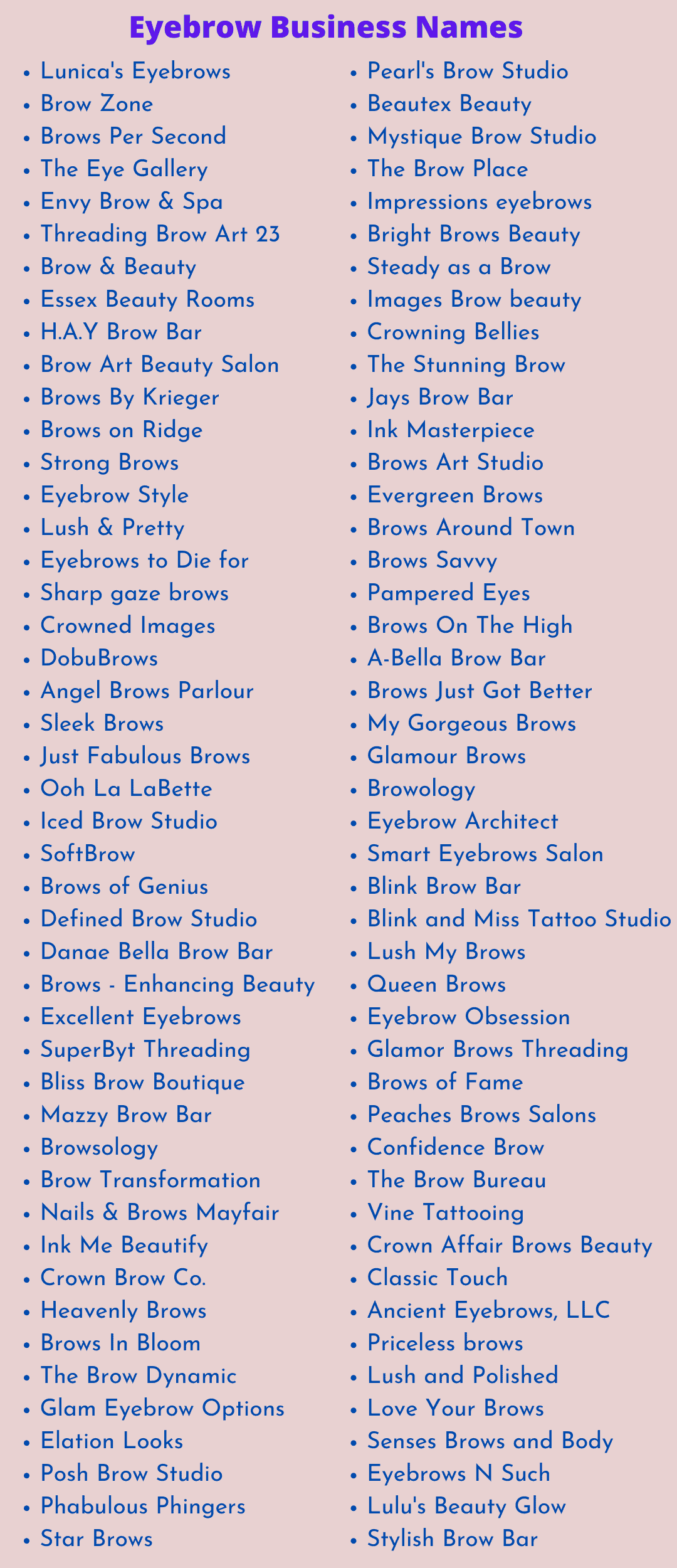 Eyebrow Business Names