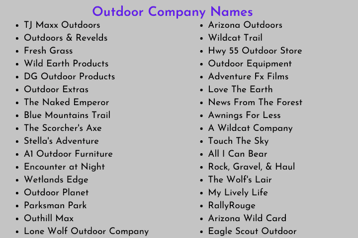 Outdoor Company Names