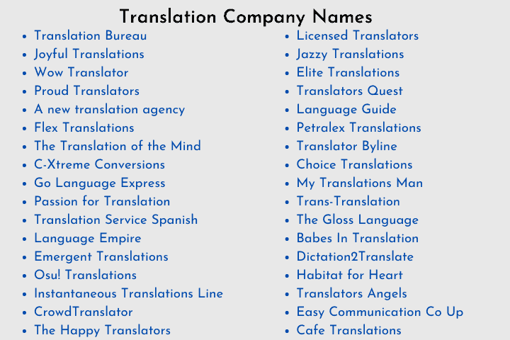 Translation Company Names