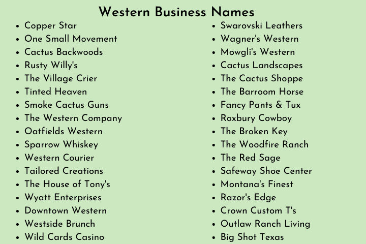 Western Business Names