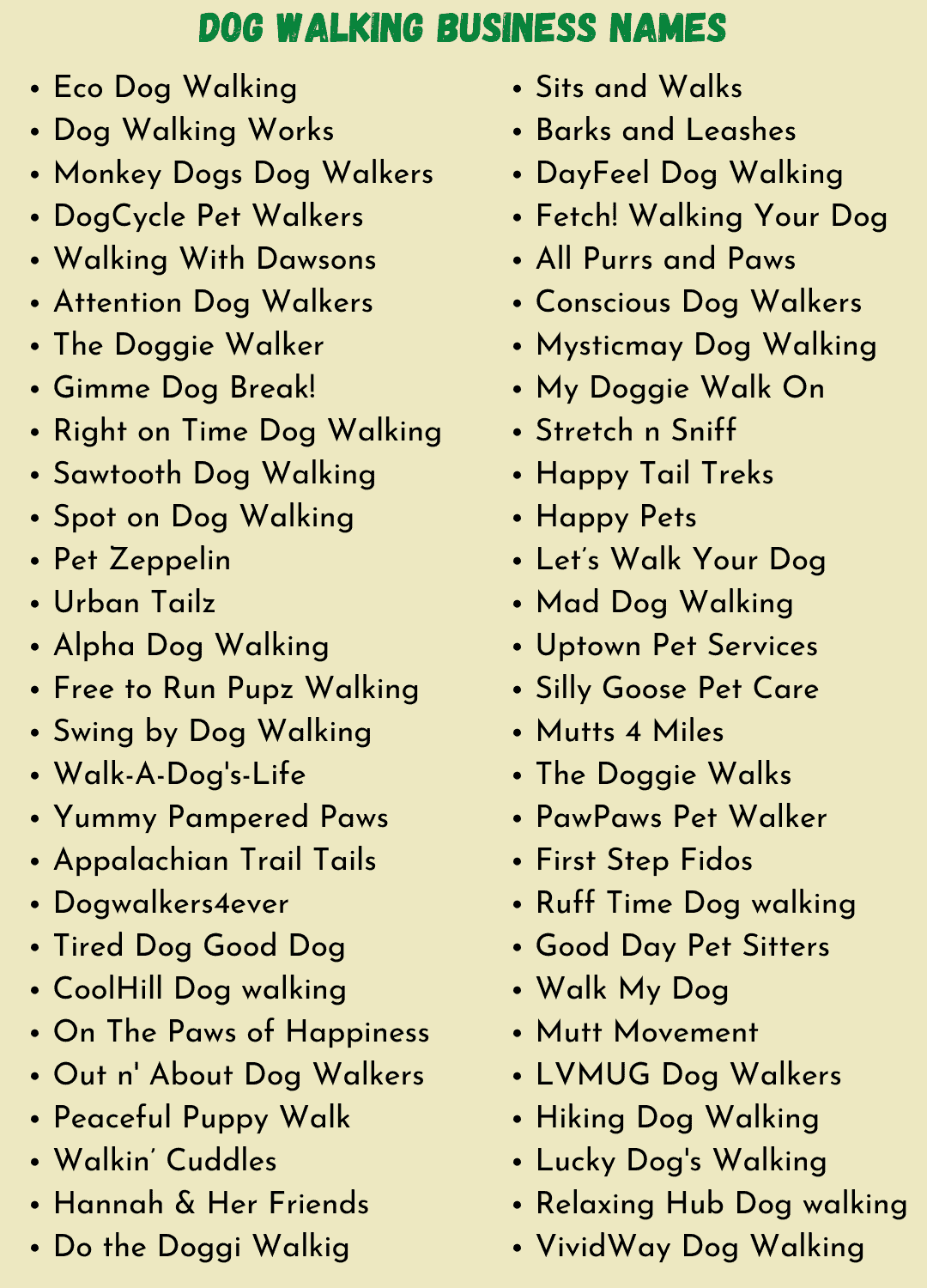 Dog Walking Business Names