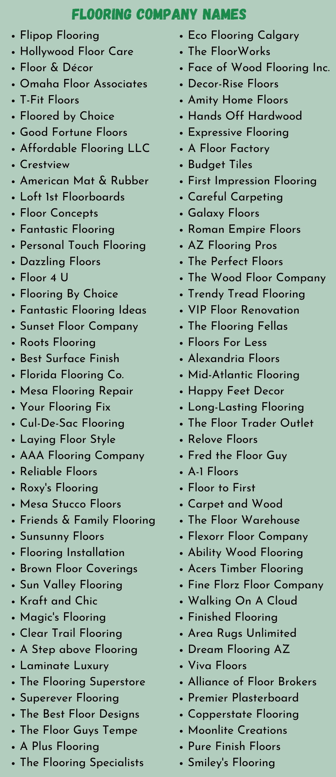 Flooring Company Names