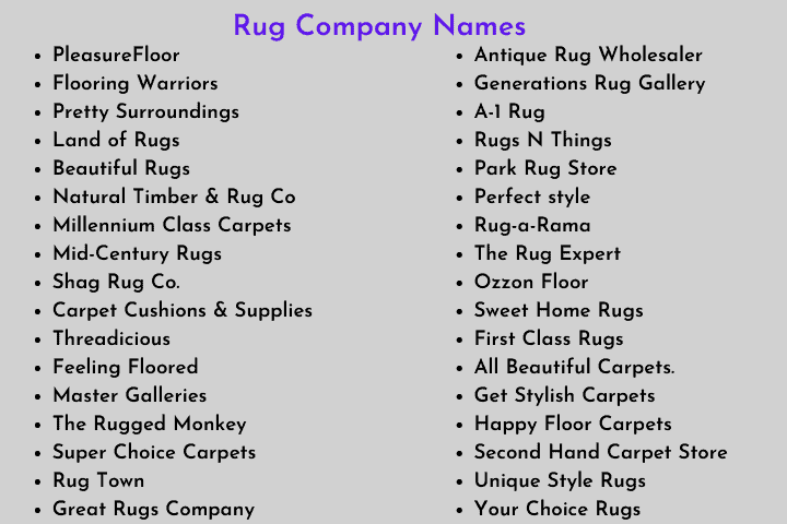 Rug Company Names