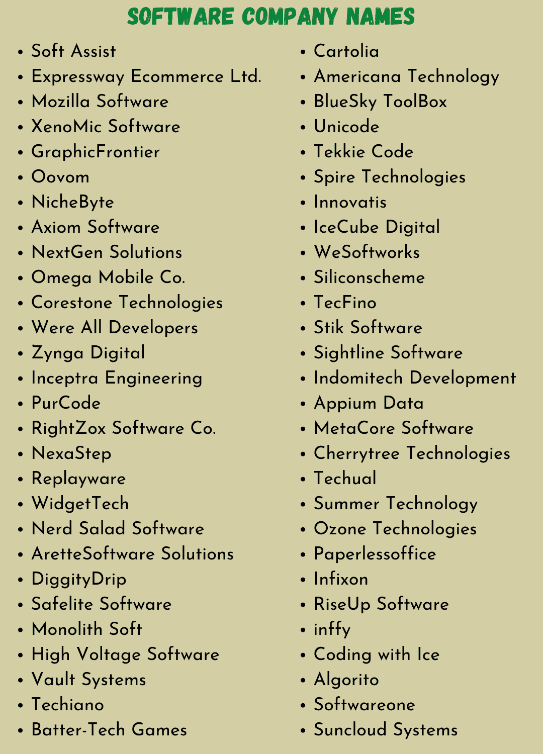 Software Company Names