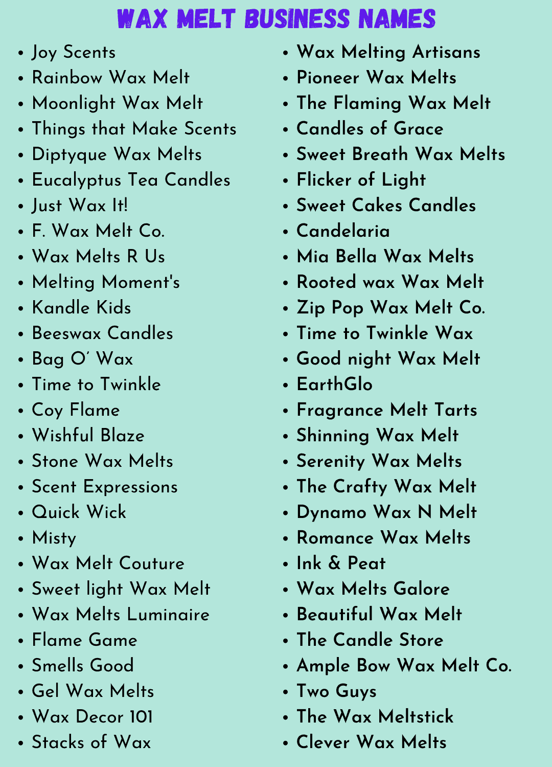 Wax Melt Business Names