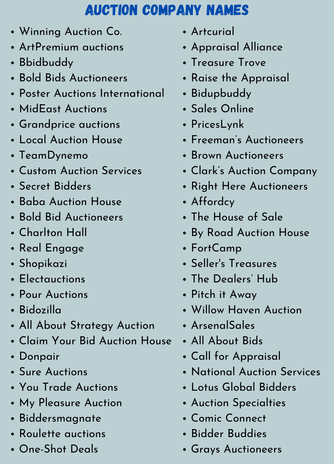 Auction Company Names