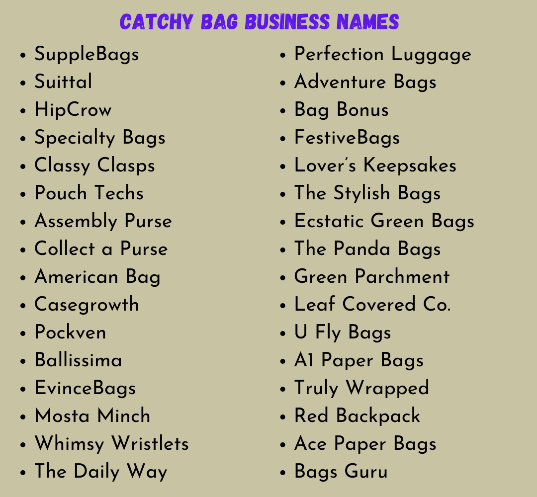 Bag Business Names