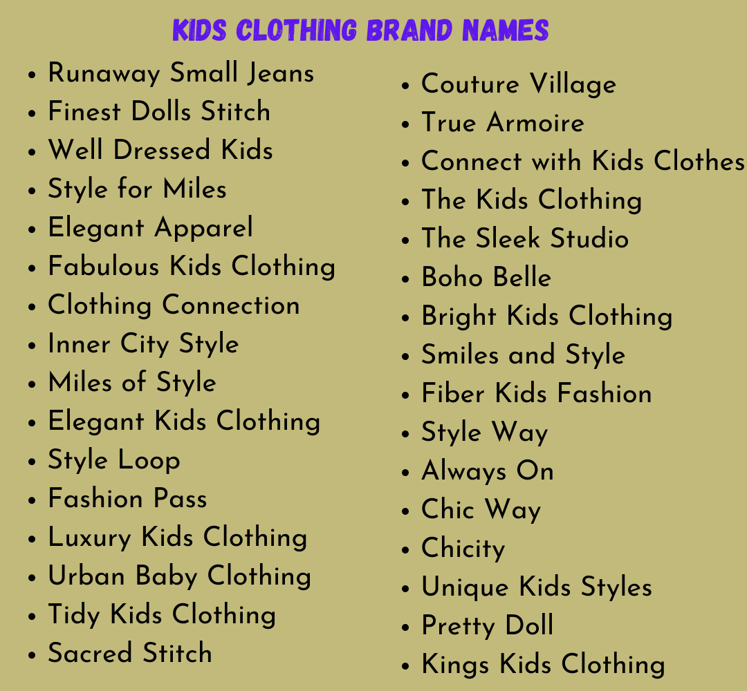 Kids Clothing Brand Names