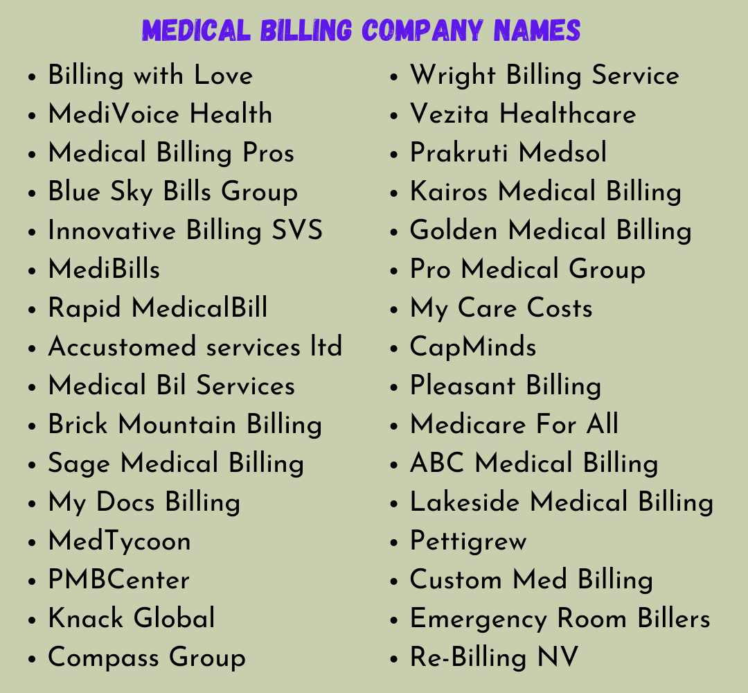 Medical Billing Company Names