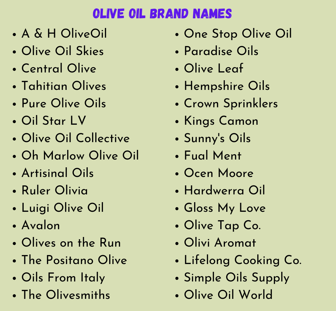 Olive Oil Brand Names