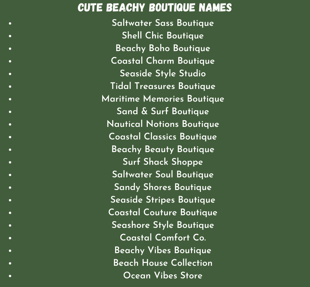 Beachy Boutique Names