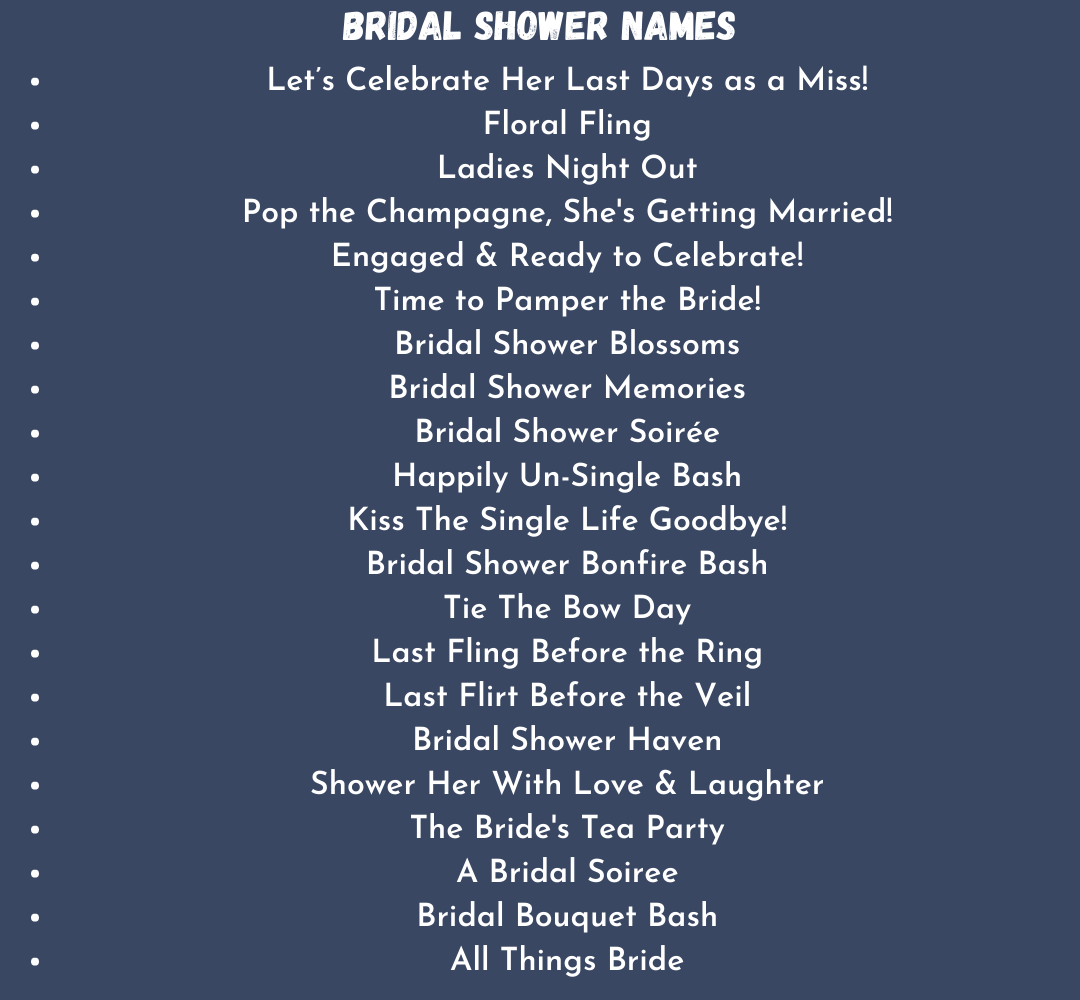 Bridal Shower Names