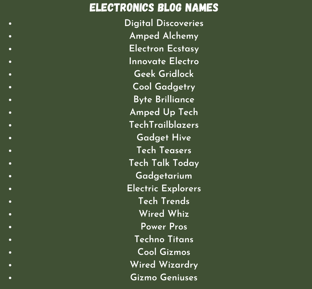 Electronics Blog Names