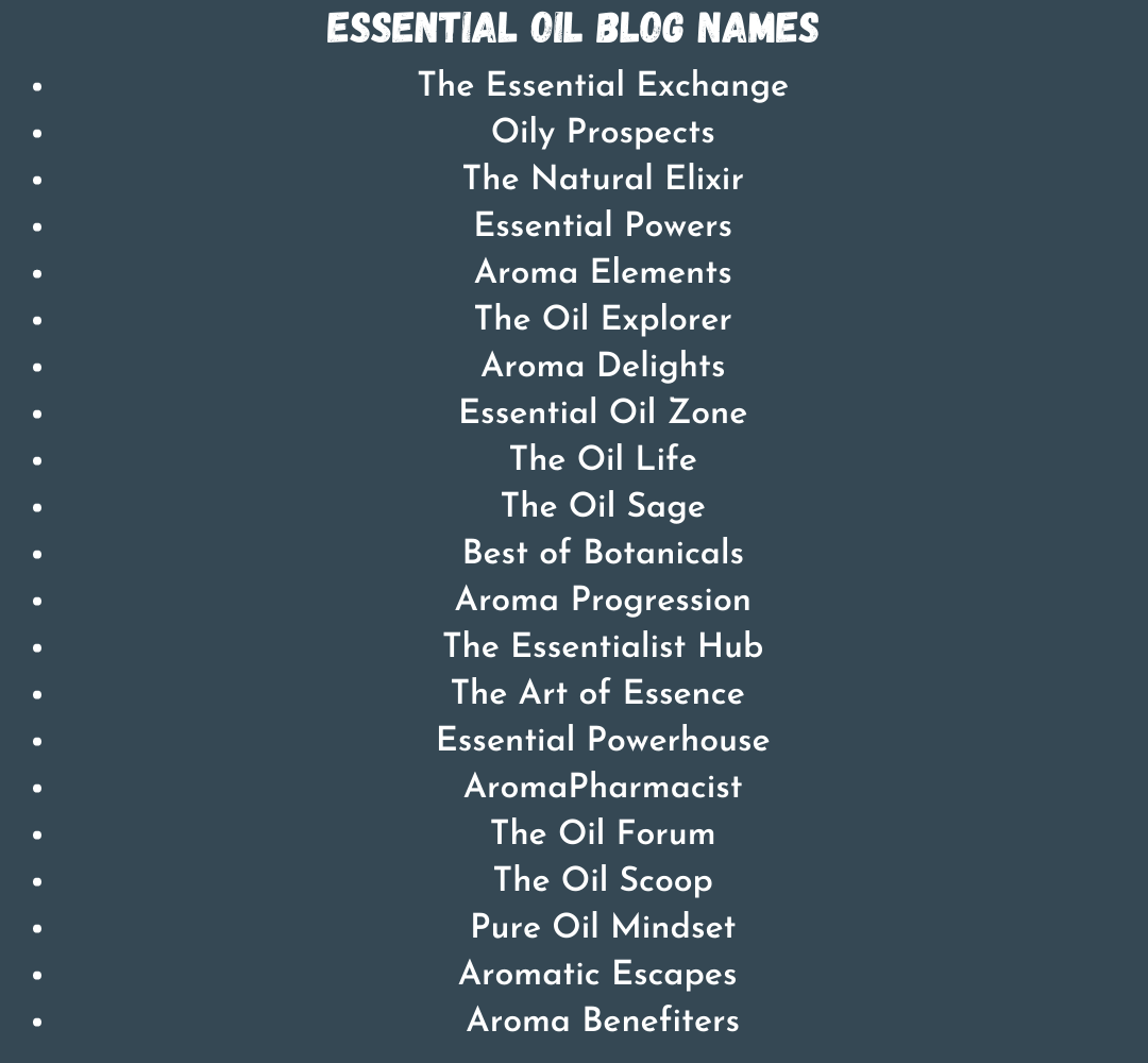 Essential Oil Blog Names