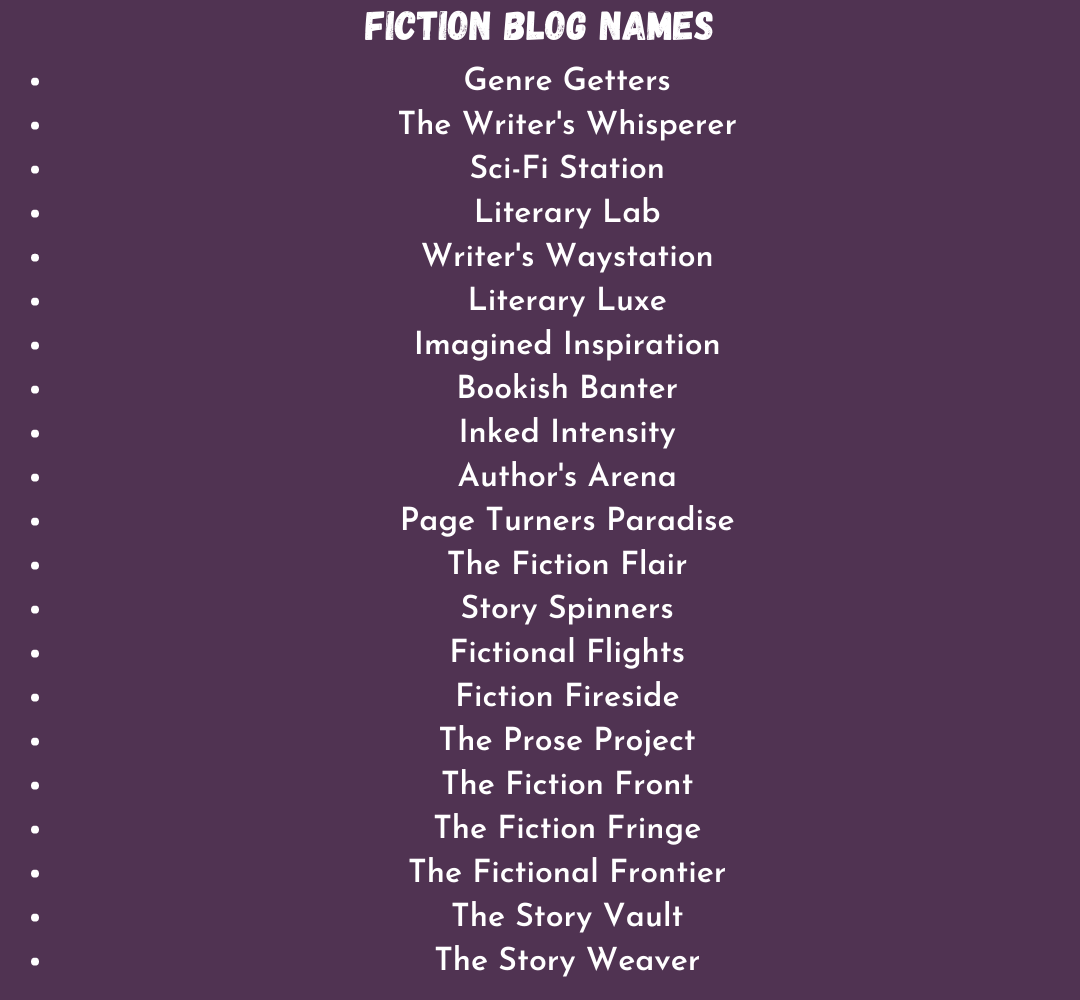 Fiction Blog Names