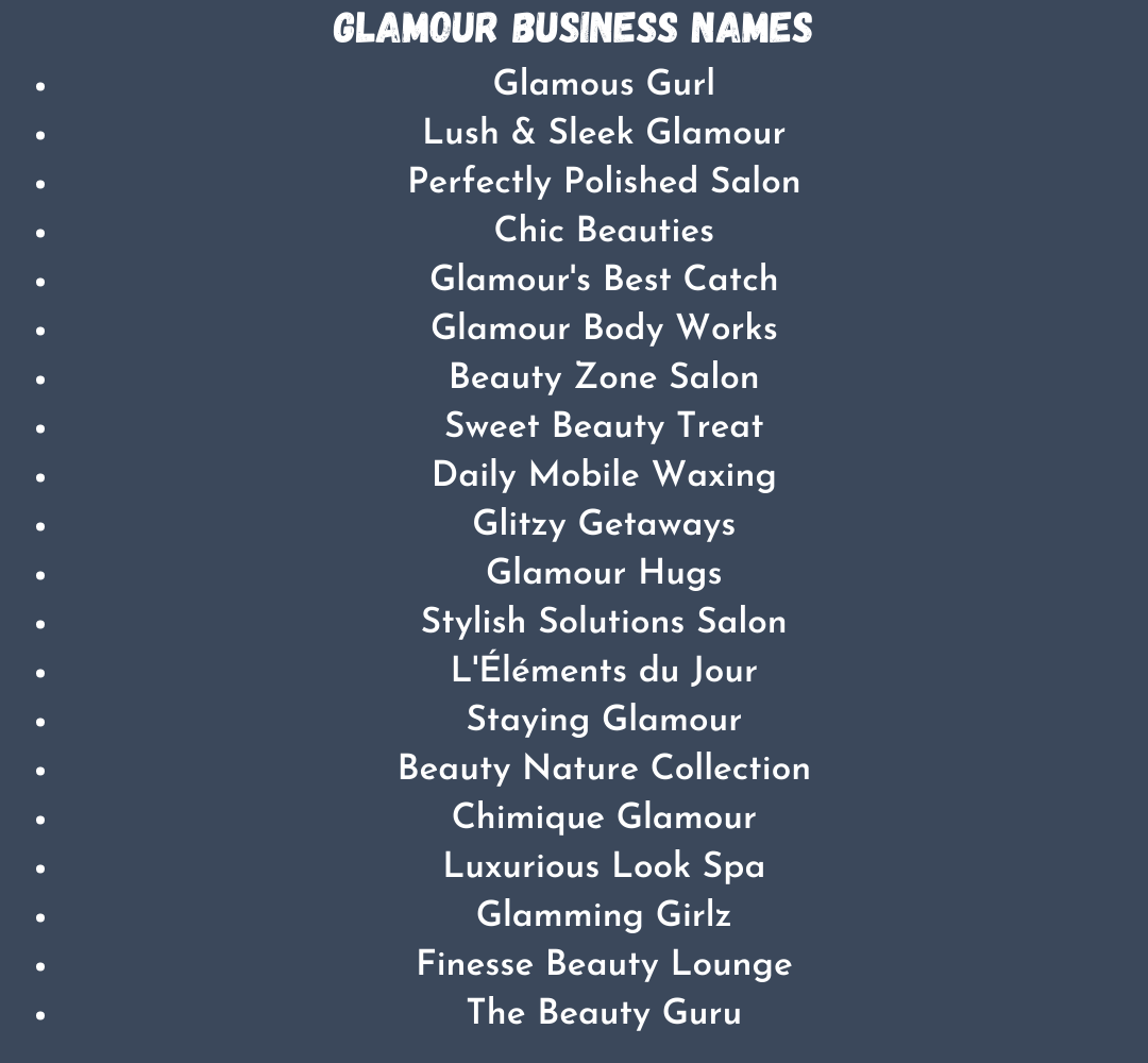 Glamour Business Names