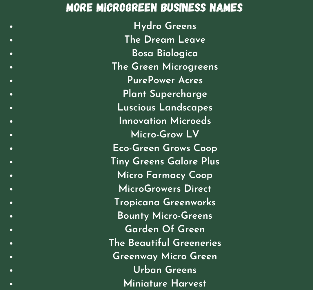 Microgreen Business Names