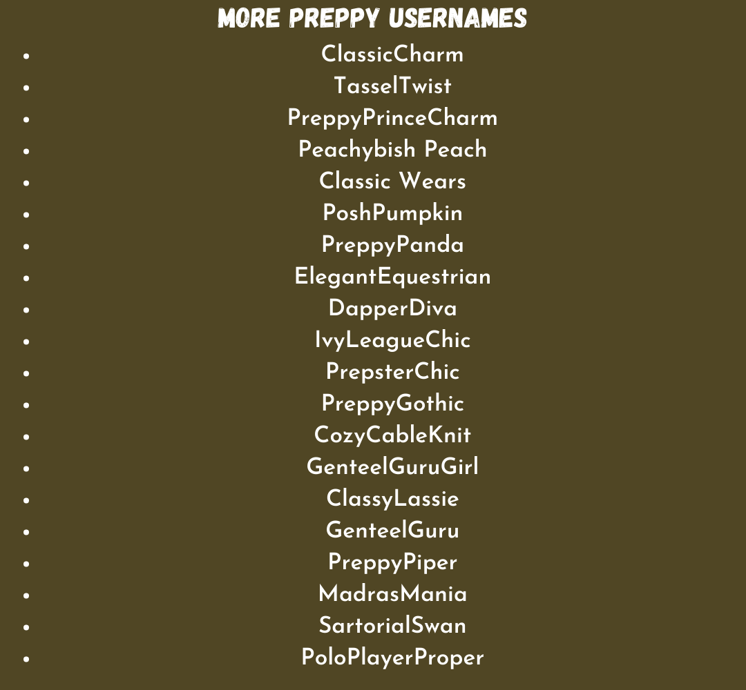 Preppy Usernames