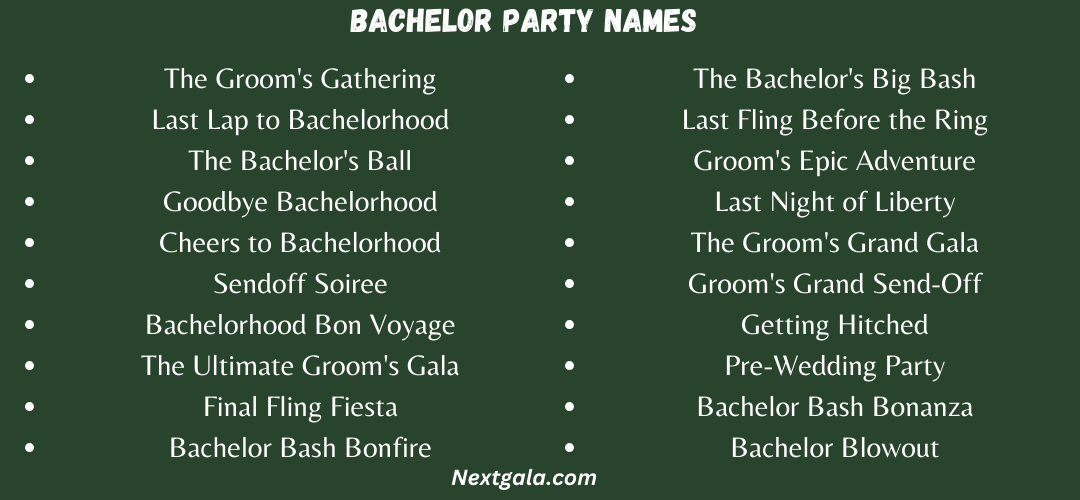 Bachelor Party Names