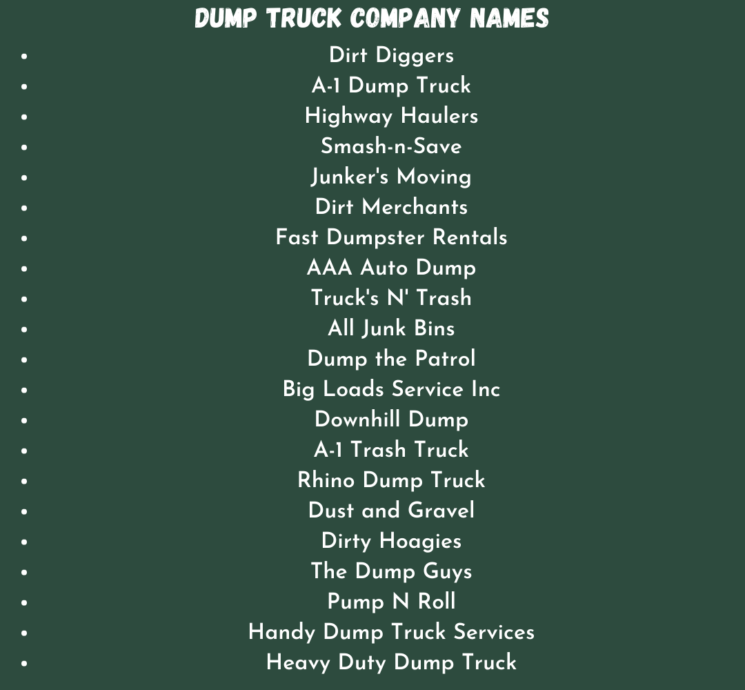 Dump Truck Company Names