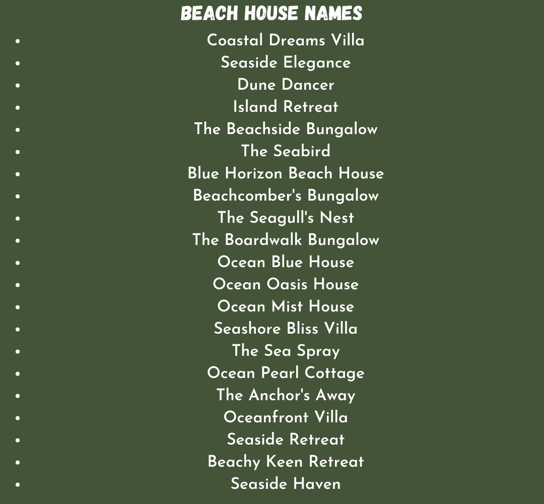 Beach House Names