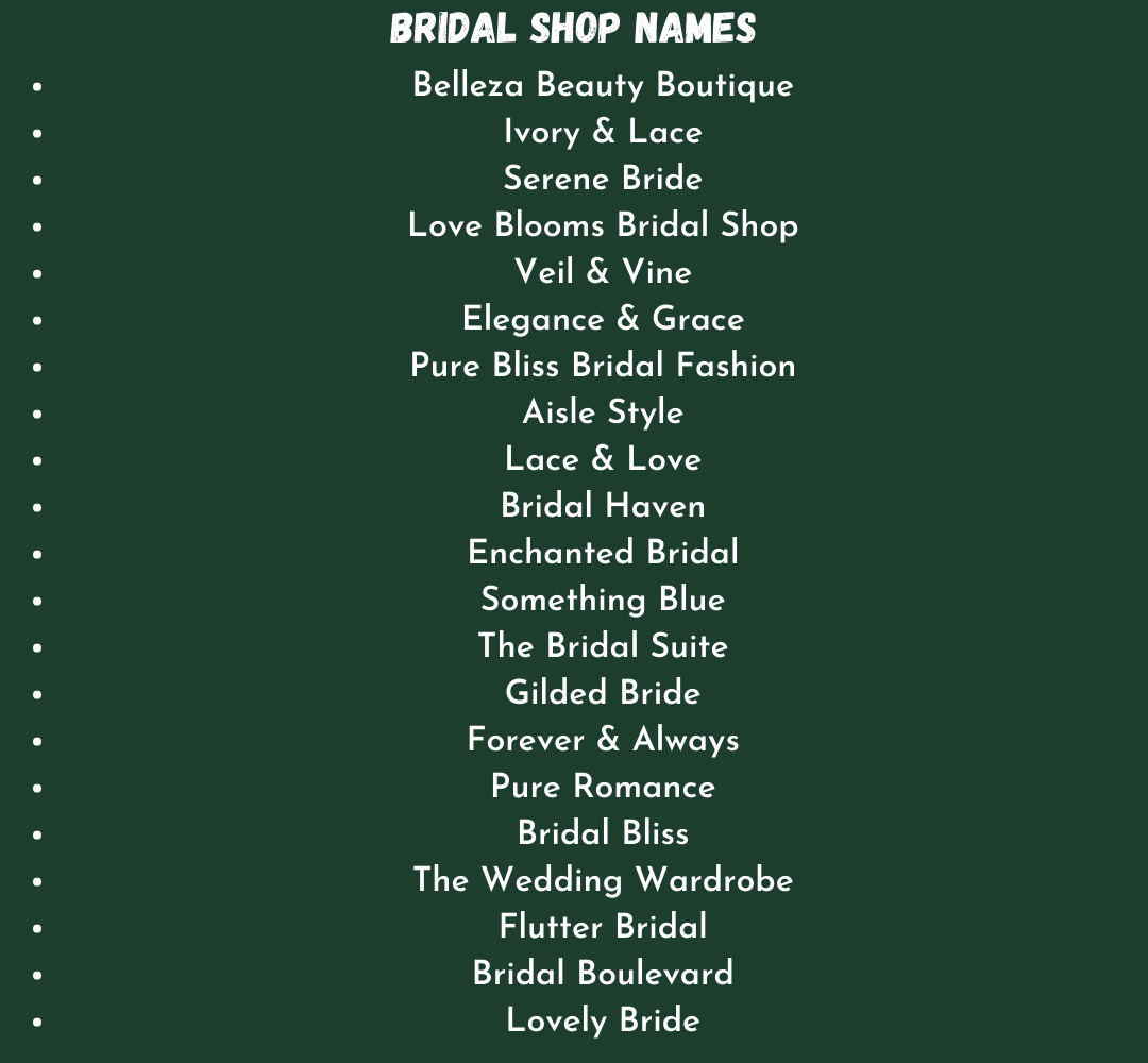 Bridal Shop Names