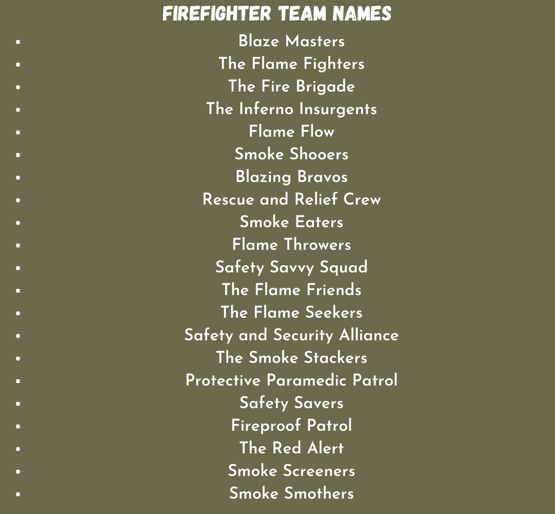 Firefighter Team Names