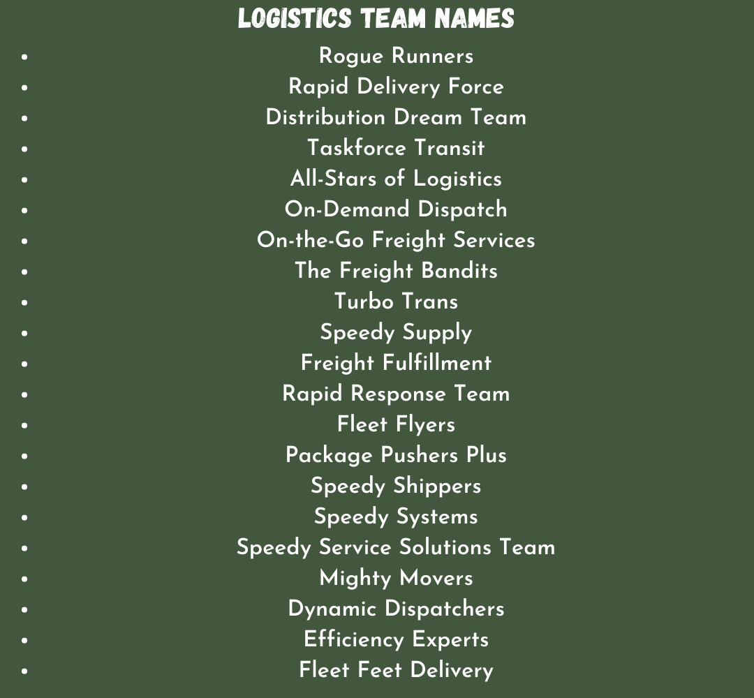 Logistics Team Names