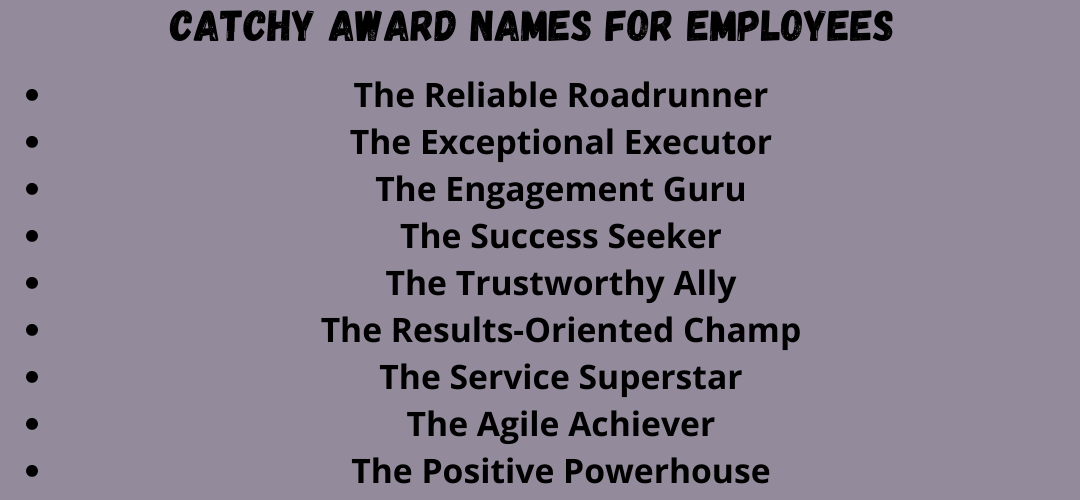 Catchy Award Names for Employees