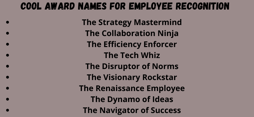 Cool Award Names for Employee Recognition