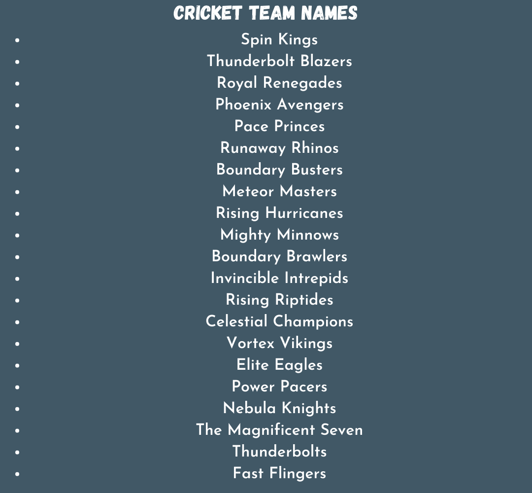 Cricket Team Names