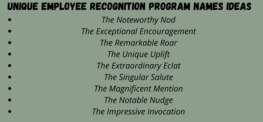 Unique Employee Recognition Program Names Ideas