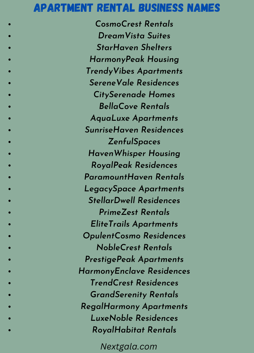 Apartment Rental Business Names