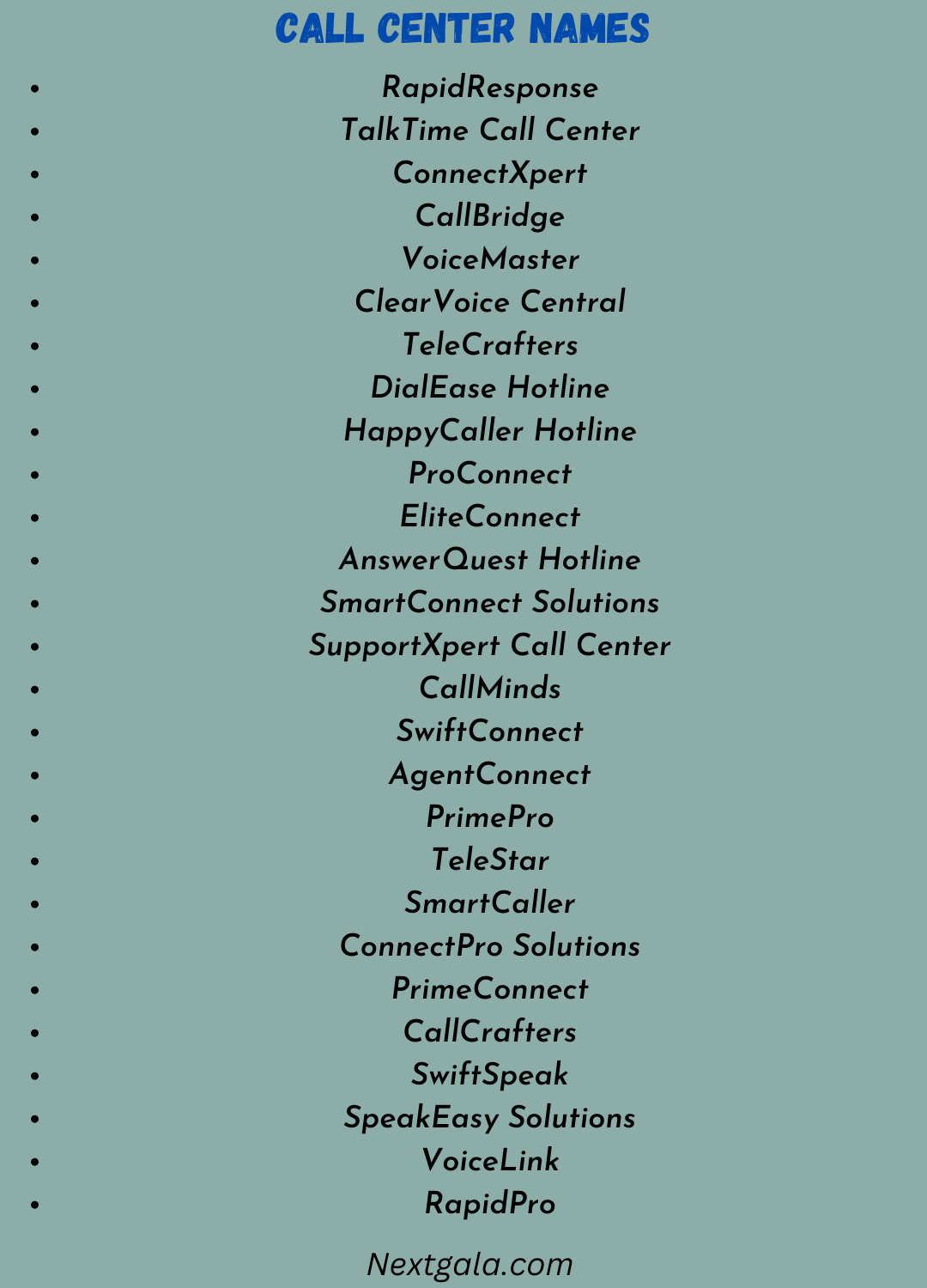 Call Center Names