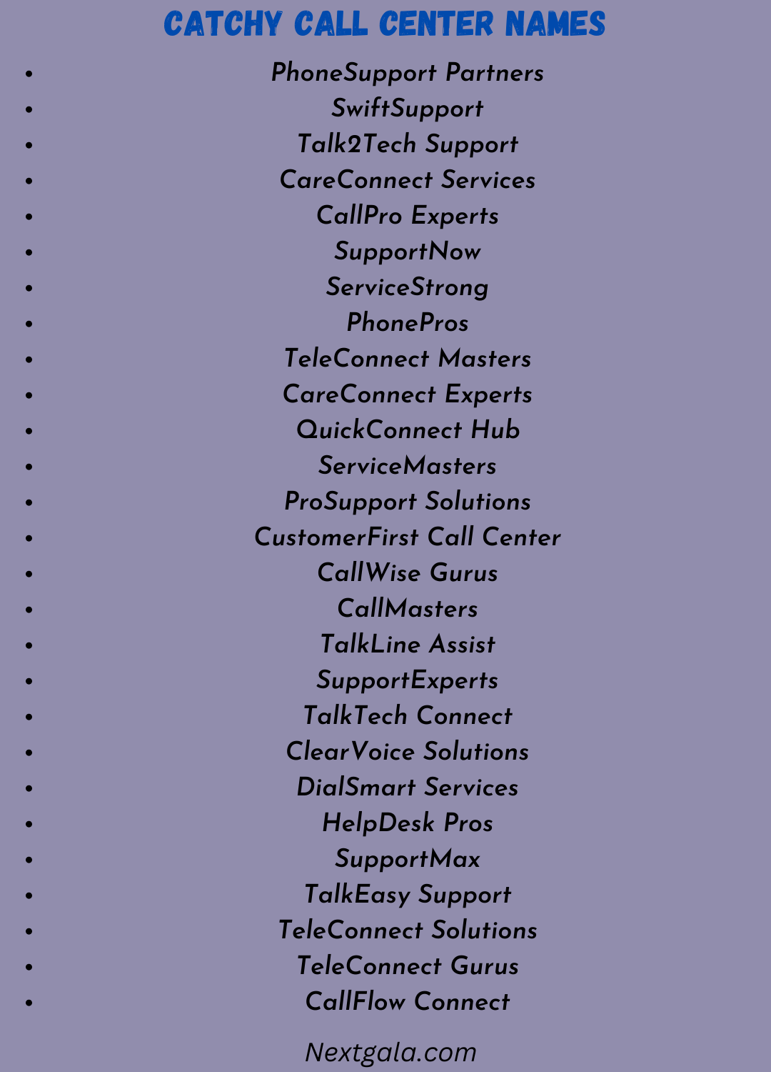 Catchy Call Center Names