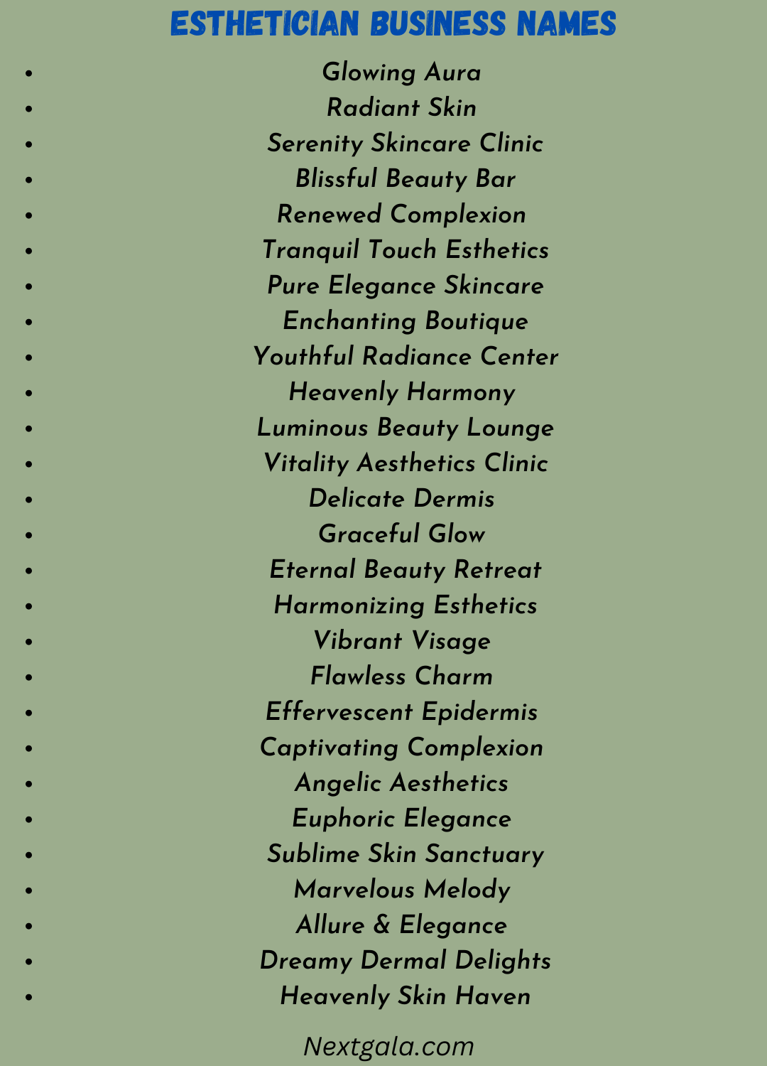 Esthetician Business Names 