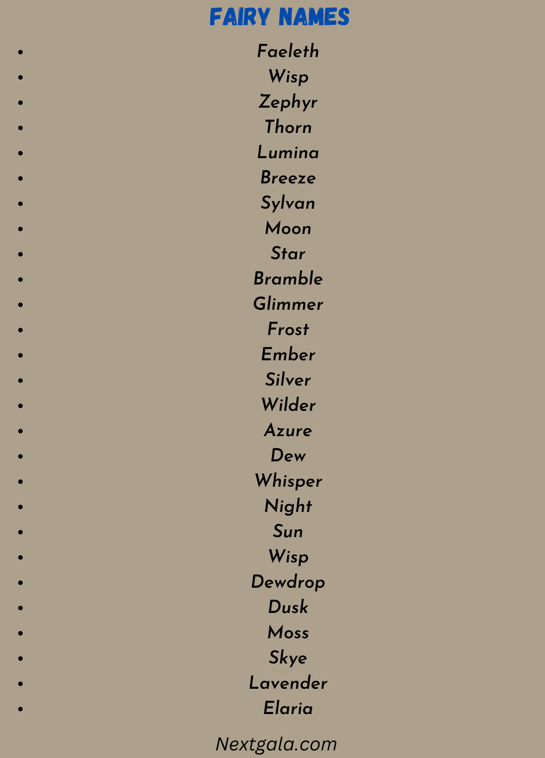 Fairy Names