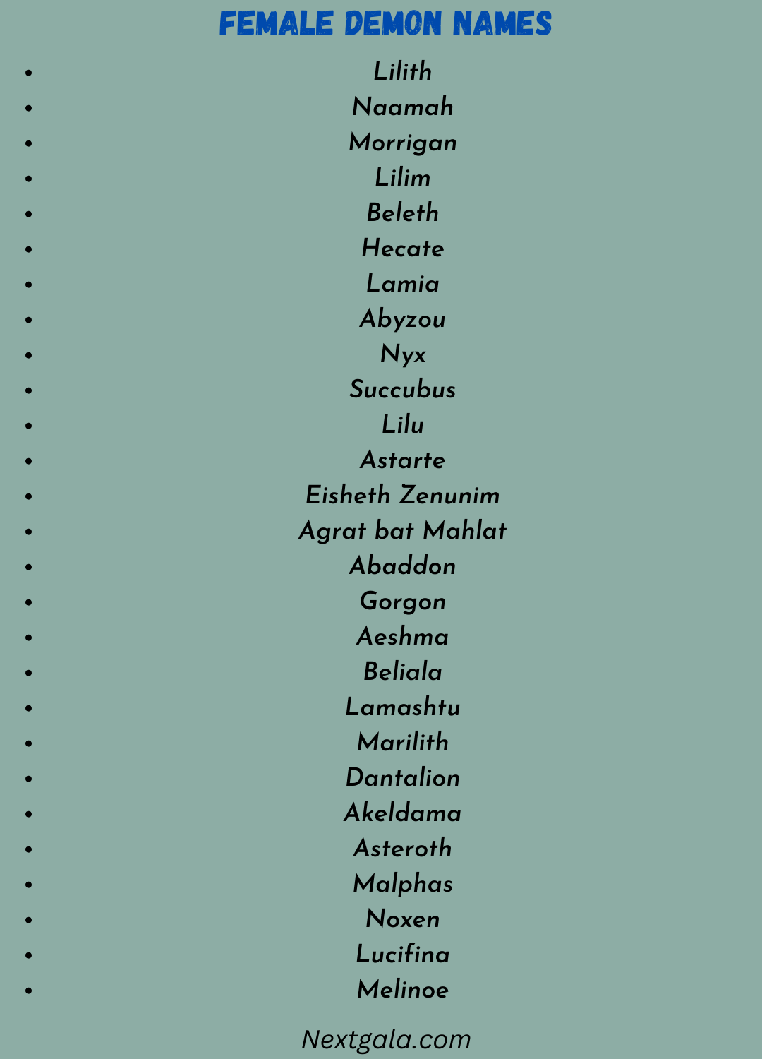 Female Demon Names 